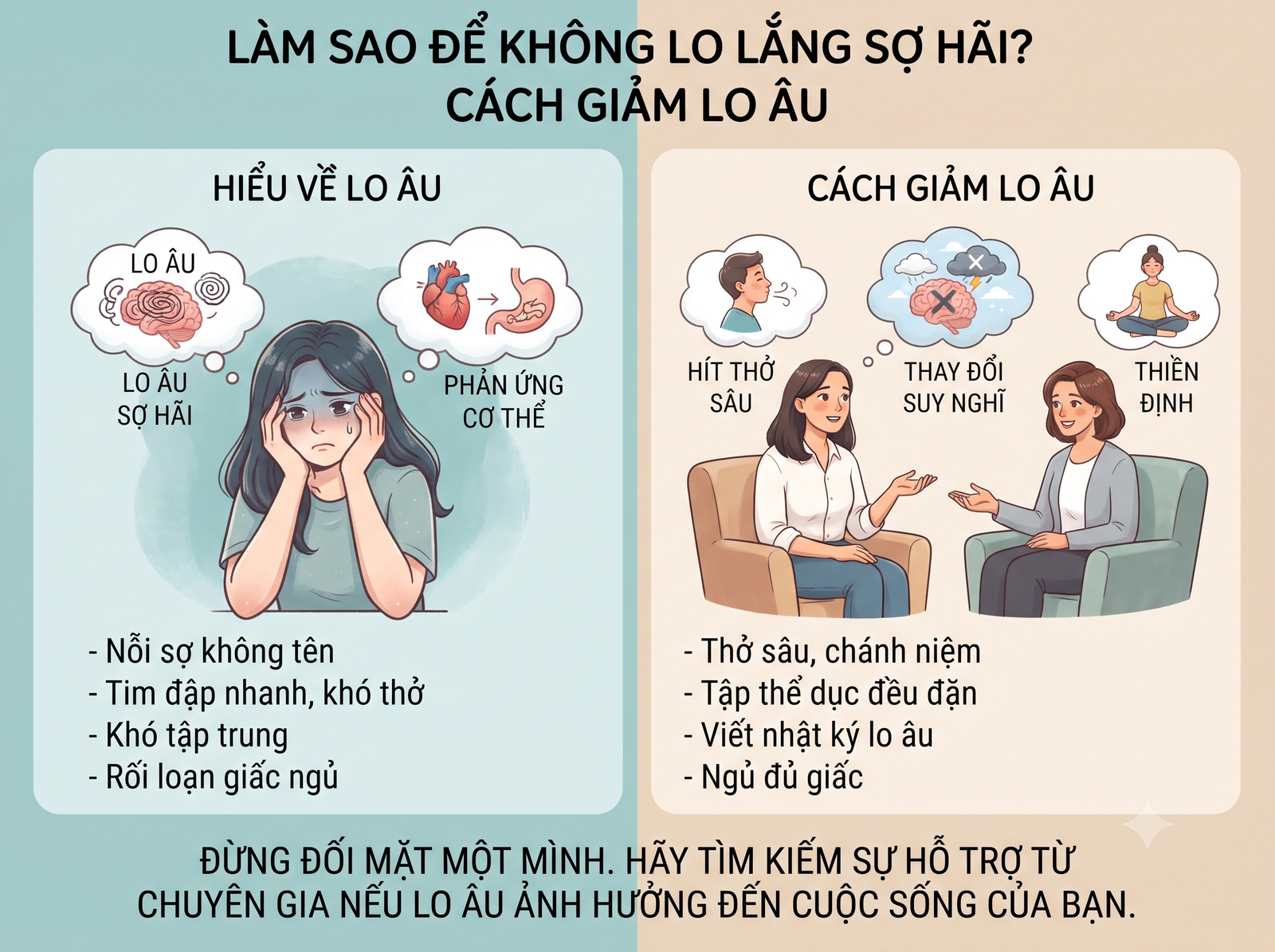 Làm sao để không lo lắng sợ hãi: cách giảm lo âu và khi nào cần giúp đỡ